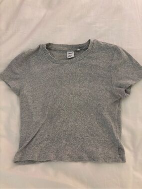 Aritzia Gray Ribbed Short Sleeve Tee